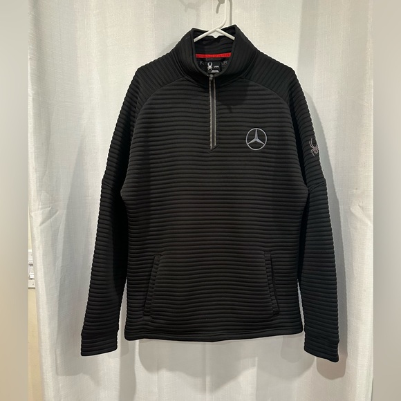 Spyder 1/4 Zip Pullover, Mercedes-Benz Logo Left Chest, In Black Large